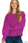 Zenana Wide Neck Band Drop Shoulder Sweater LT PLUM Trendsi Zenana Wide Neck Band Drop Shoulder Sweater