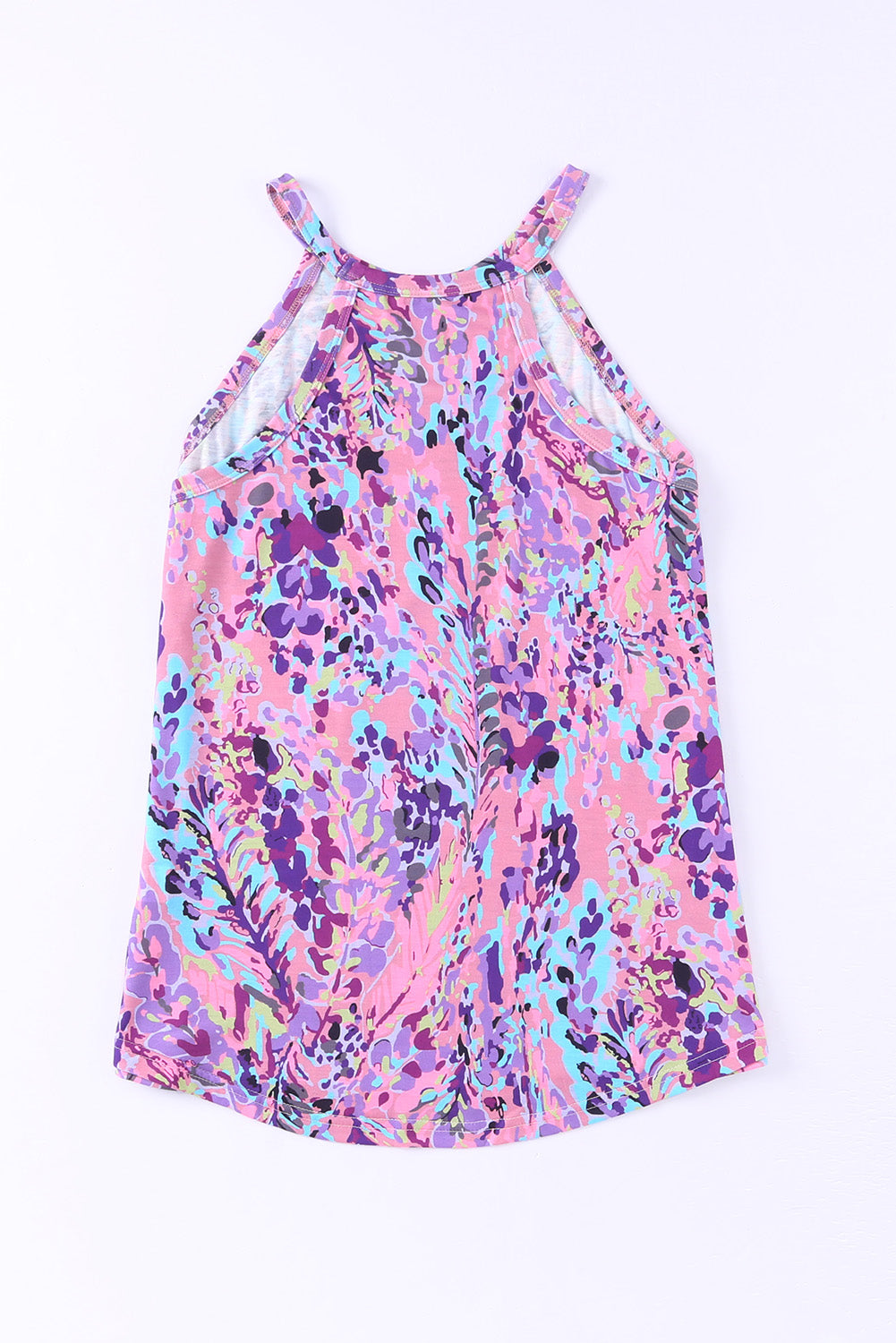 Multicolor Floral Print Round Neck Plus Size Tank Top