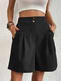 Pocketed Half Elastic Waist Shorts Black Bazaare Mart Long Billowy Shorts