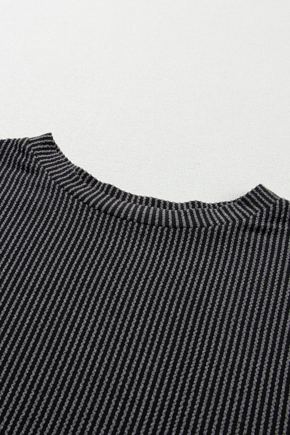 Carbon Grey Ribbed Knit Loose Fit Shorts Set