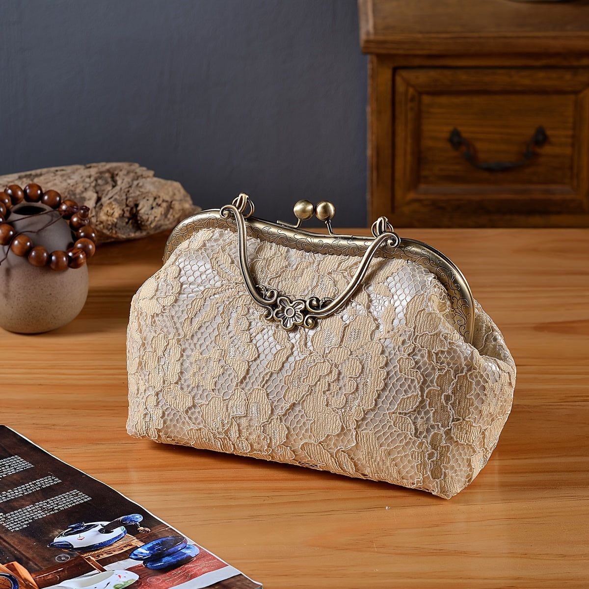 Small Floral Lace Clutch Bag