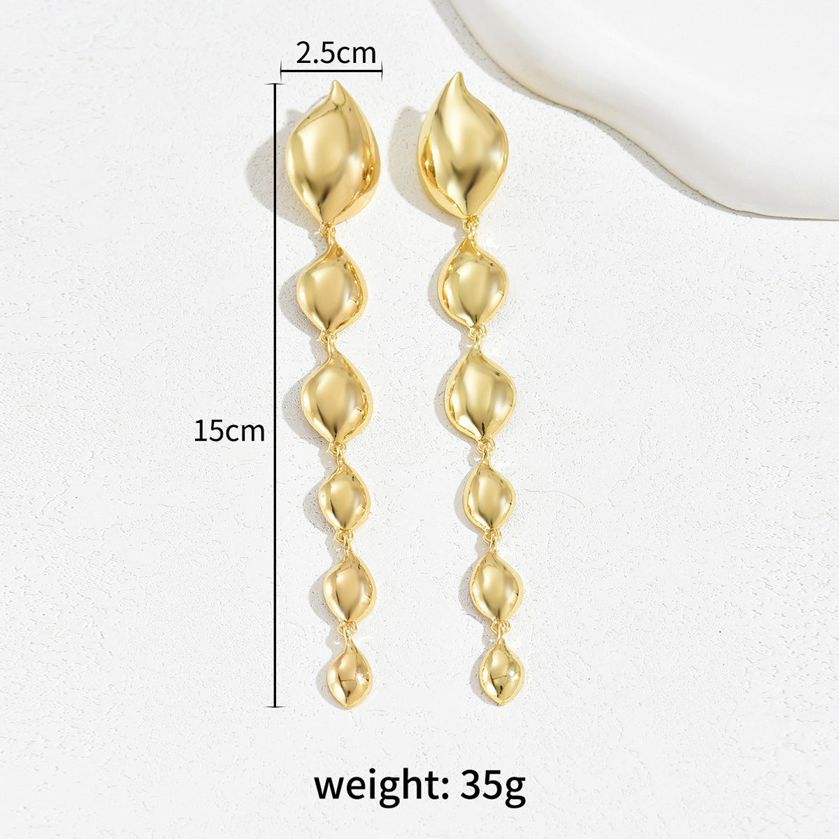 Long Gold Oil Drop Earrings