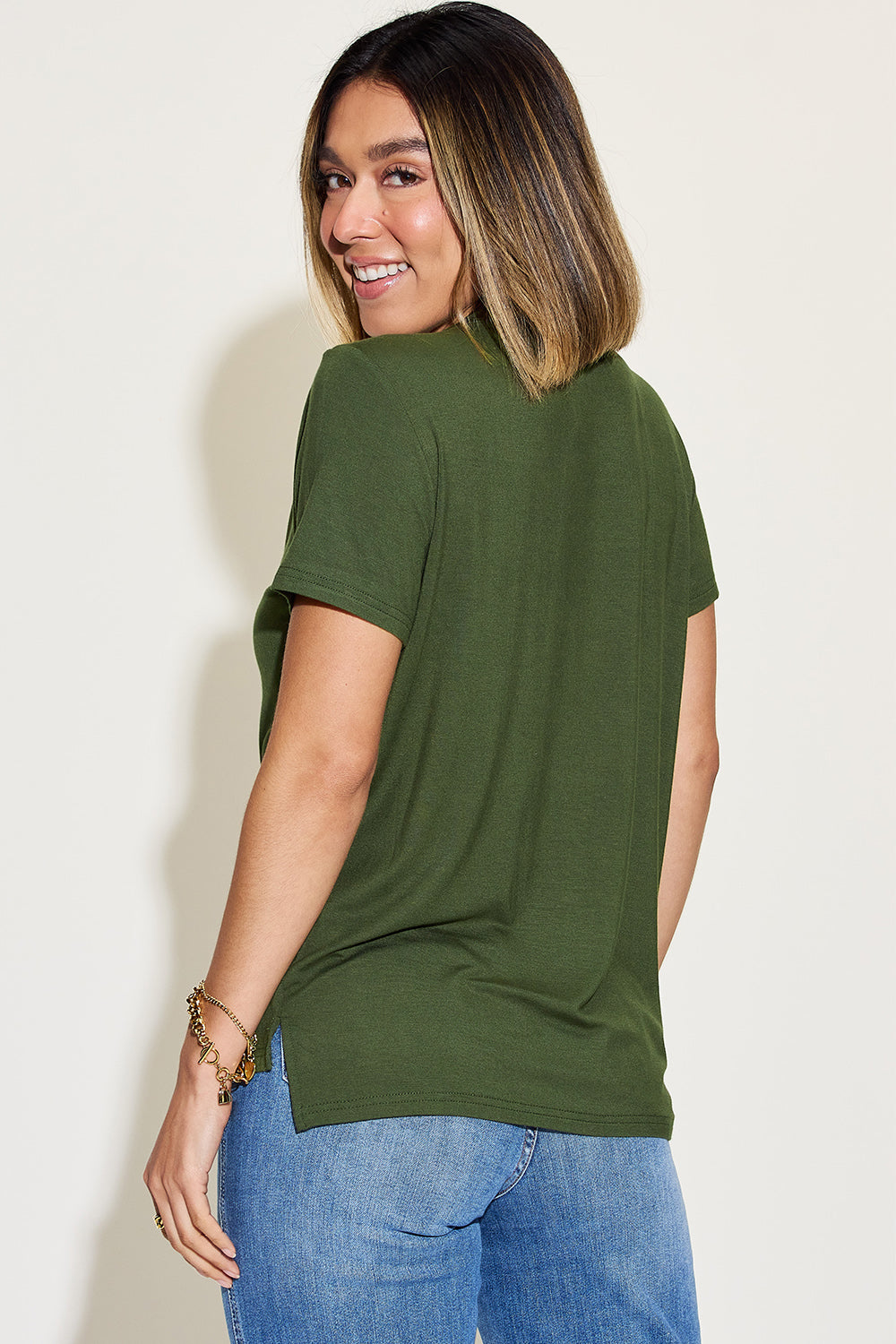 Basic V-Neck High-Low T-Shirt