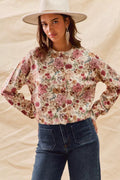 Beige Rose Cardigan CLAY ROSE Bazaare Mart SO ME Floral Print Button Front Sweater