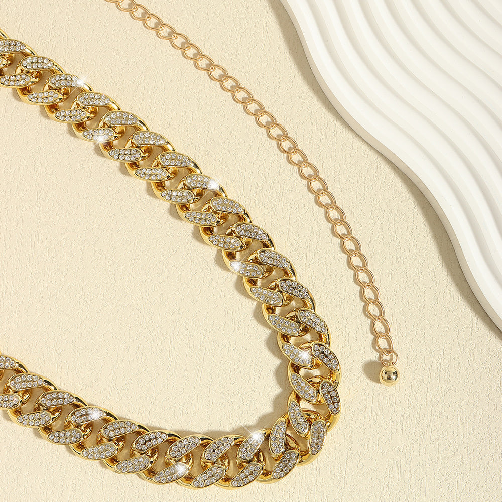 Wide Rhinestone Chain Belt
