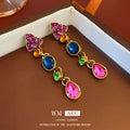Colorful French Water Drop Necklace and Earrings Earrings Bazaare Mart Colorful Faux Gem Jewelry Set