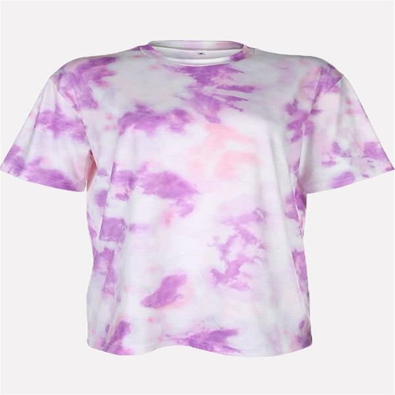Women’s Casual Tie-Dye Tops, Shorts and Sets Purple top CJ Dropshipping Tie Dye Shorts Set