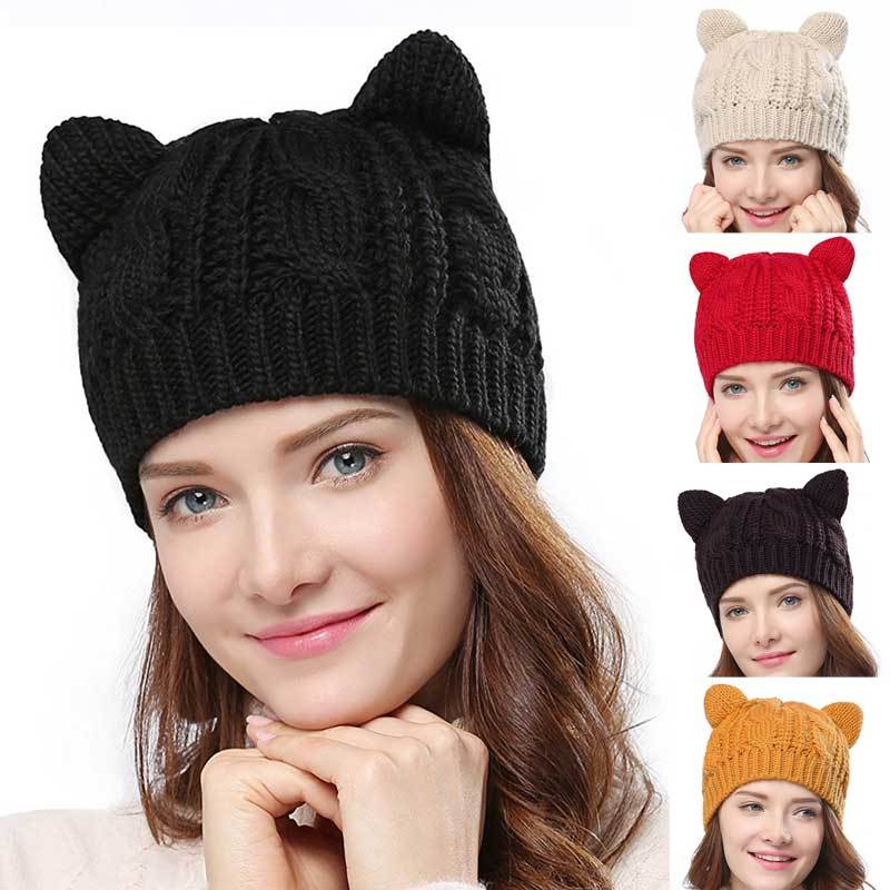 Hand Made Knit Cat Ear Beanie Colors