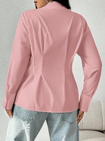 Long Sleeve Solid Color Fitted Blouse Bazaare Mart Long Sleeve Solid Color Fitted Blouse