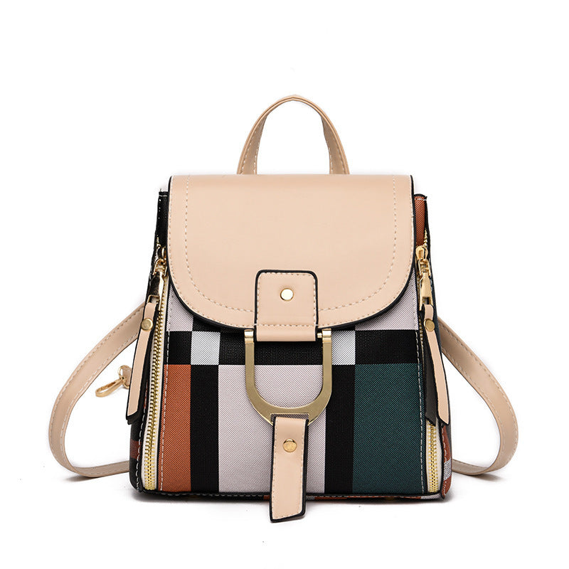 Women Colorblock Grid Backpack