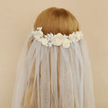 Bridal Veil Double-layer Wedding Veil Flower Veil Ivory Q1pc Bazaare Mart
