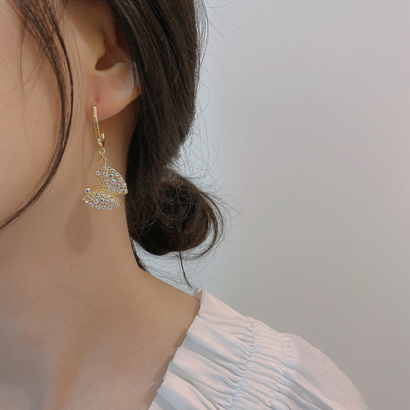 Rhinestone Butterfly Dangle Earrings