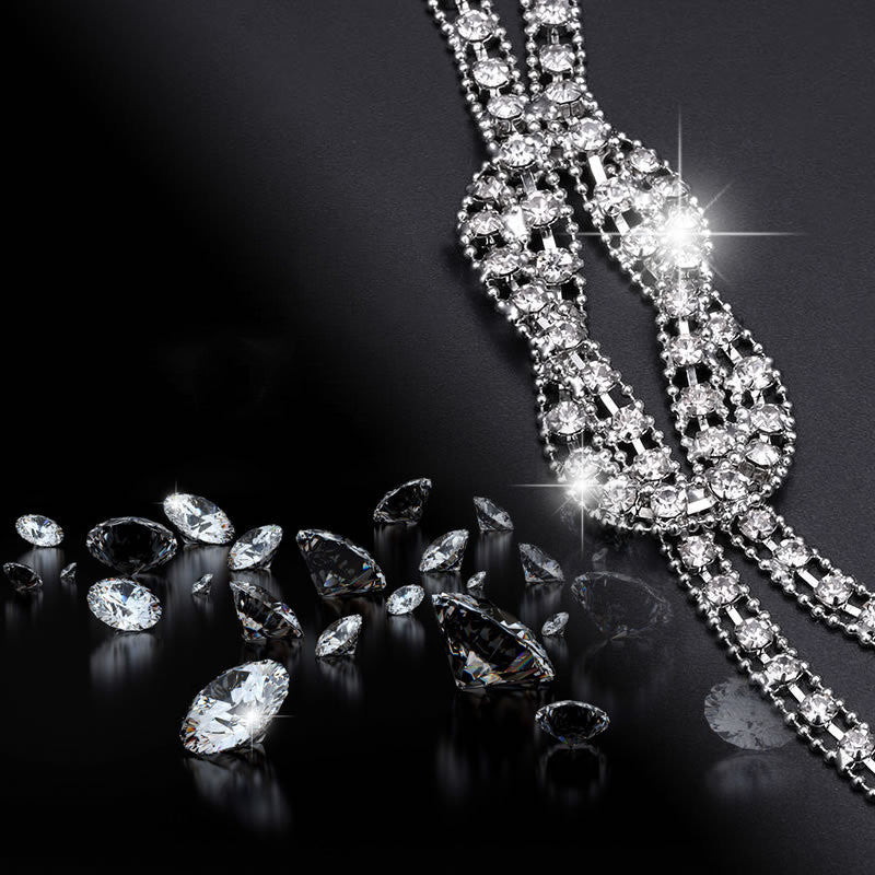 Long Rhinestone Bolo Chain Necklace