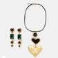 Exaggerated Heart Earrings and Necklace A1style Bazaare Mart Black Heart Necklace Set