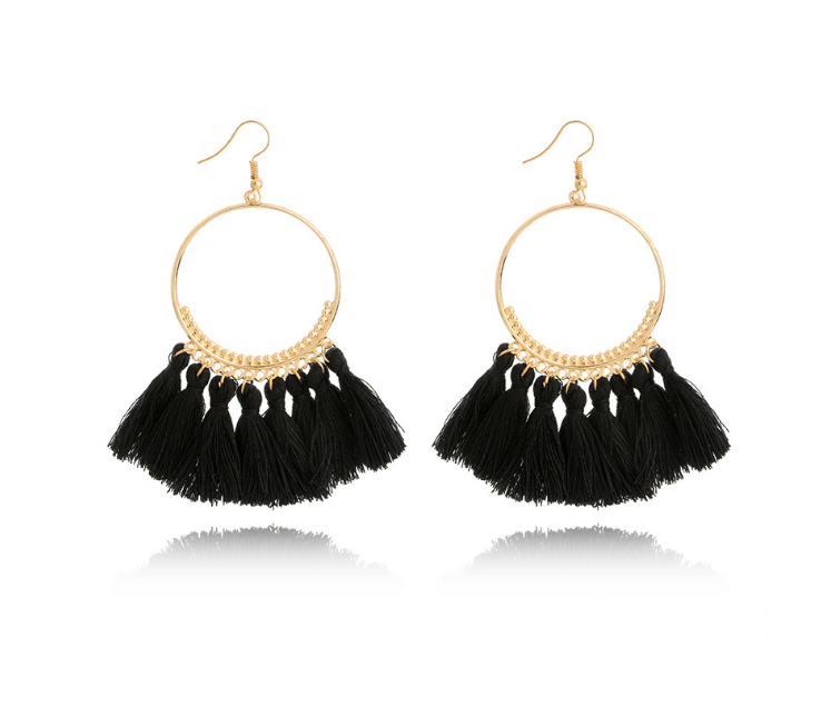 Big Round Fringe Drop Earrings