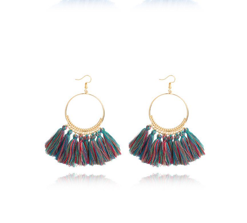 Big Round Fringe Drop Earrings - Bazaare Mart