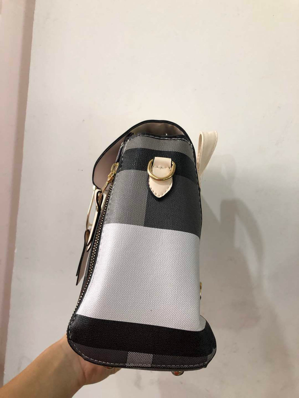 Women Colorblock Grid Backpack