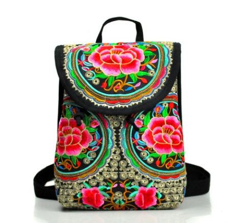 Vibrant Embroidered Floral Backpacks