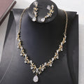 Zircon Bridal Earrings and Necklace Set Gold white Bazaare Mart Rhinestone Necklace Set