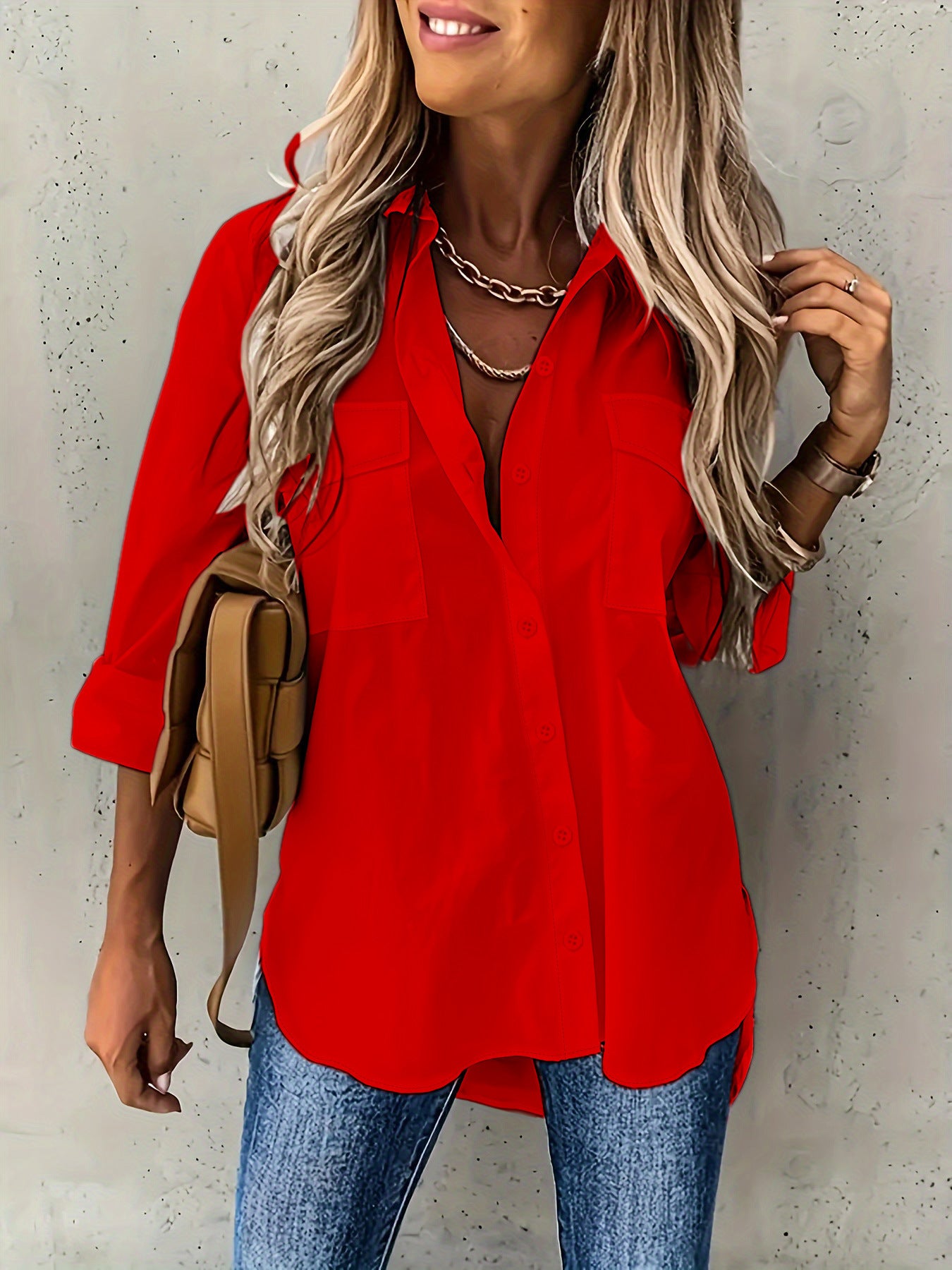 Long Sleeve Button Up Blouse