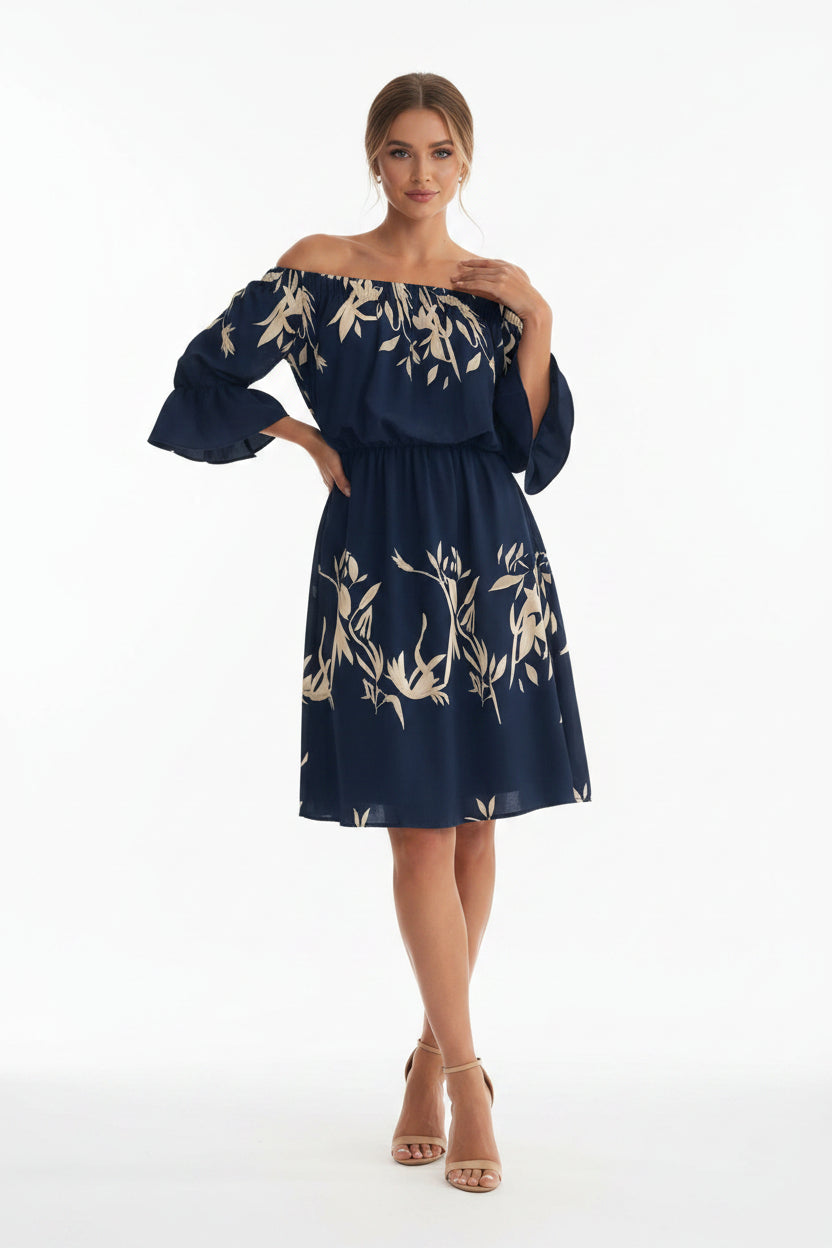 Floral Print Off-Shoulder Ruffle Sleeve Mini Dress CJ Dropshipping Off Shoulder Dress