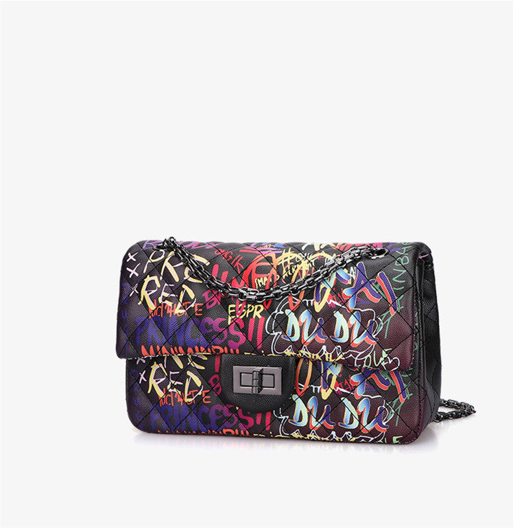 Graffiti Rhombus Chain Purse - Bazaare Mart