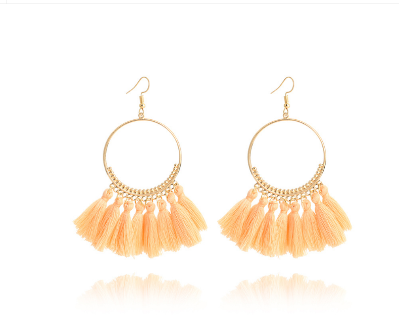 Big Round Fringe Drop Earrings