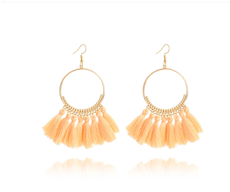 Big Round Fringe Drop Earrings - Bazaare Mart