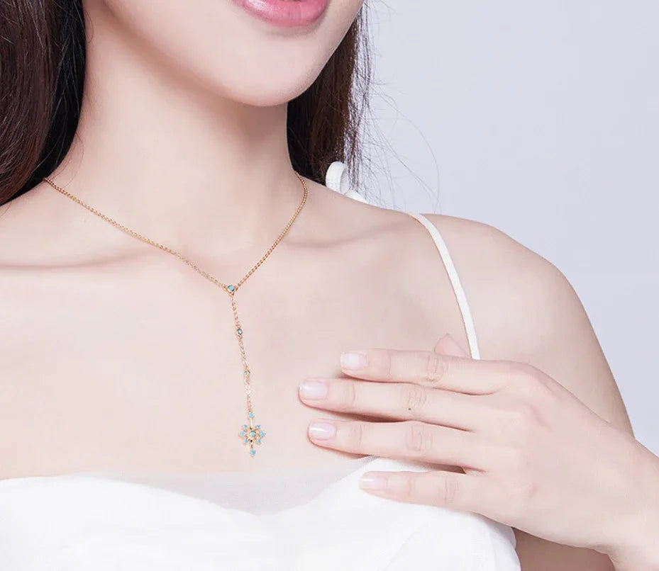 Blue Star Y Necklace - Bazaare Mart