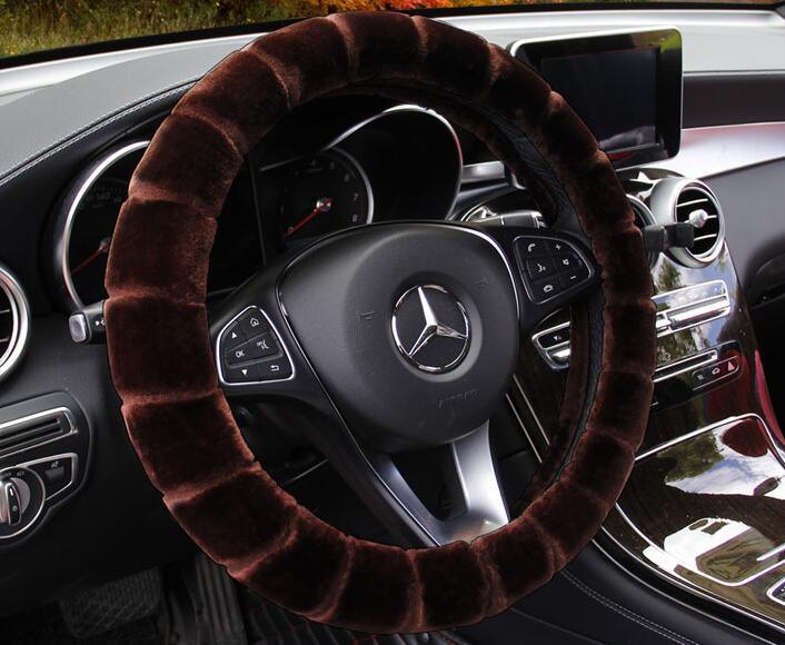 Velvet Warm Grip Steering Wheel Cover Coffee CJ Dropshipping Steering Wheel Cover