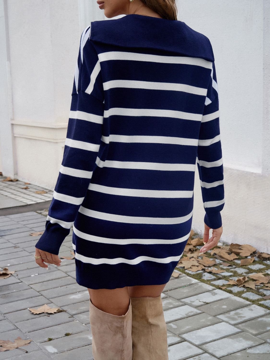 Striped Long Sleeve Sweater Dress