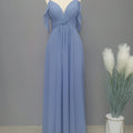 Elegant Cold Shoulder V-Neck Bridesmaid Dress Deep Sky Blue Bazaare Mart Bridesmaid Dress