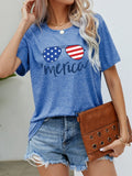US Flag Glasses Graphic Tee Cobalt Blue Bazarre Mart US Flag Glasses Graphic Tee