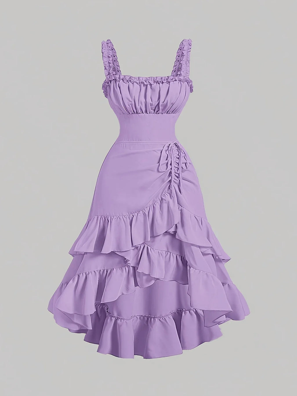 Romantic Multi-Layer Vintage Ruffled Hem Dress Bazaare Mart Ruffled Sleeveless Dress