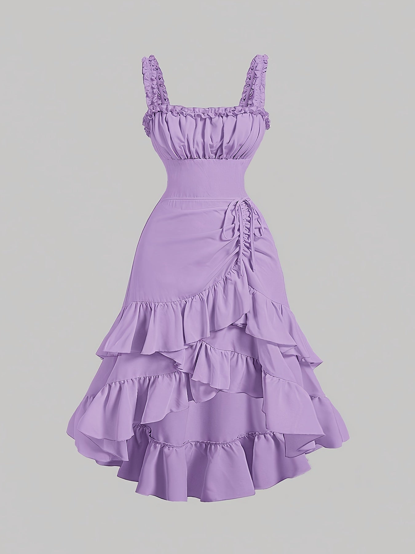Romantic Multi-Layer Vintage Ruffled Hem Dress