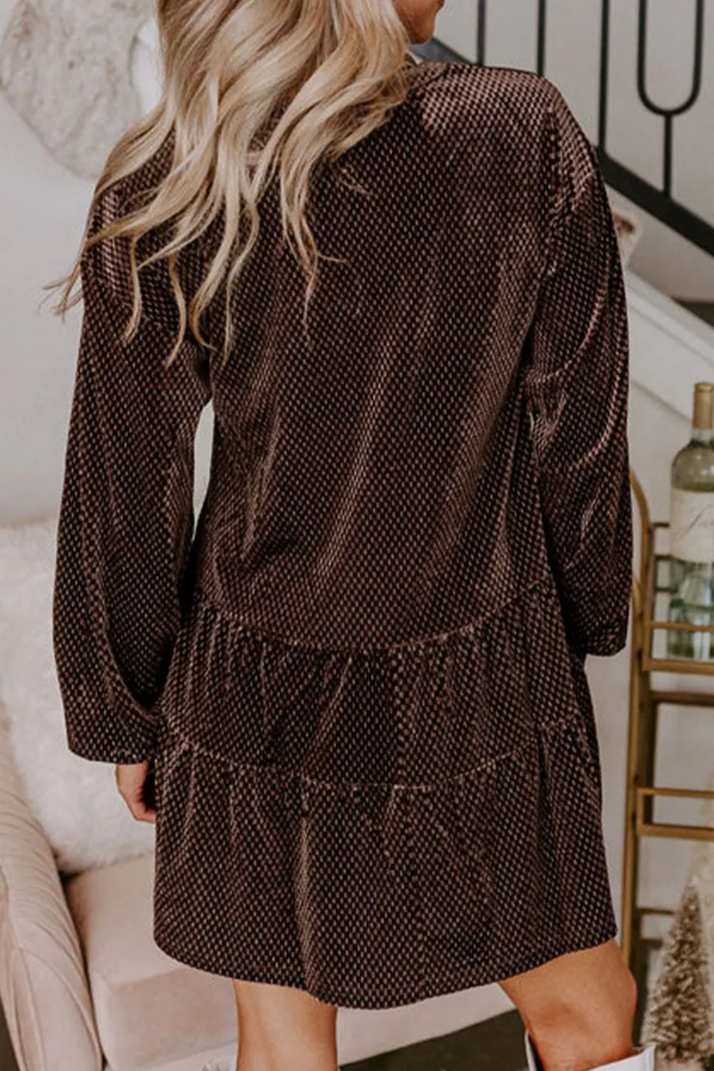 Back of Brown Textured Layered Mini