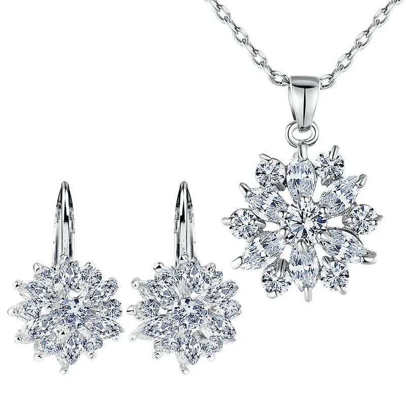 Dainty Silver Snowflakes 2pc. Set - Bazaare Mart