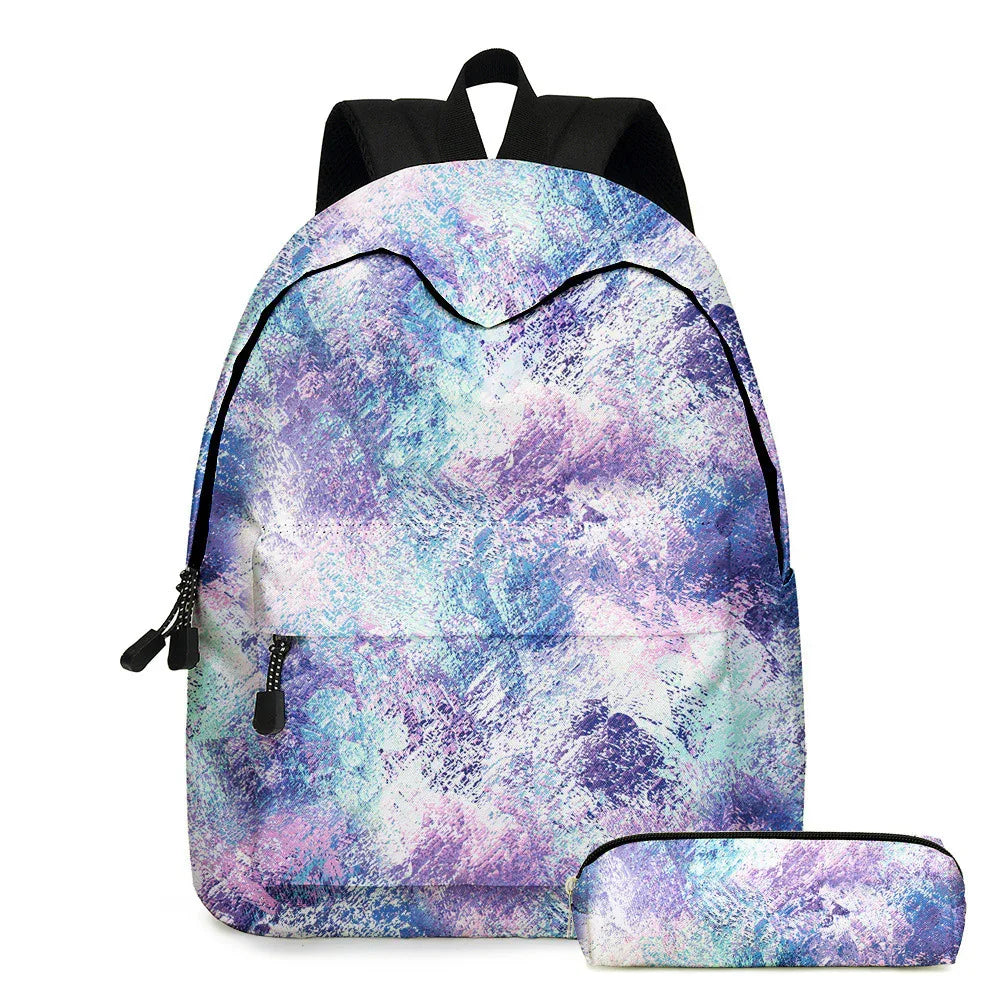 Tie dye schoolbag for primary school students Purple 16 inches Bazaare Mart Tie Dye Backpack