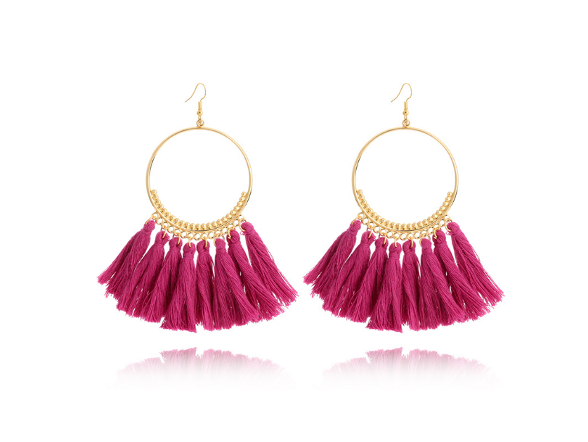 Big Round Fringe Drop Earrings - Bazaare Mart
