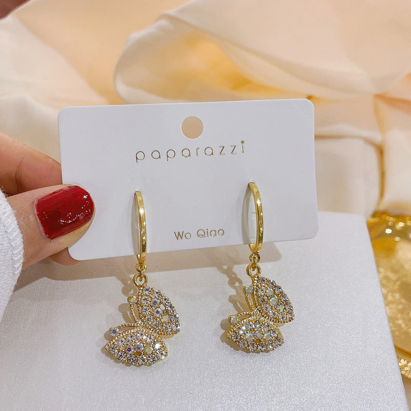 Rhinestone Butterfly Dangle Earrings