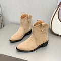 Cowboy Boot Short Plush Autumn Pointed-toe Short Boots Apricot Bazaare Mart Boots