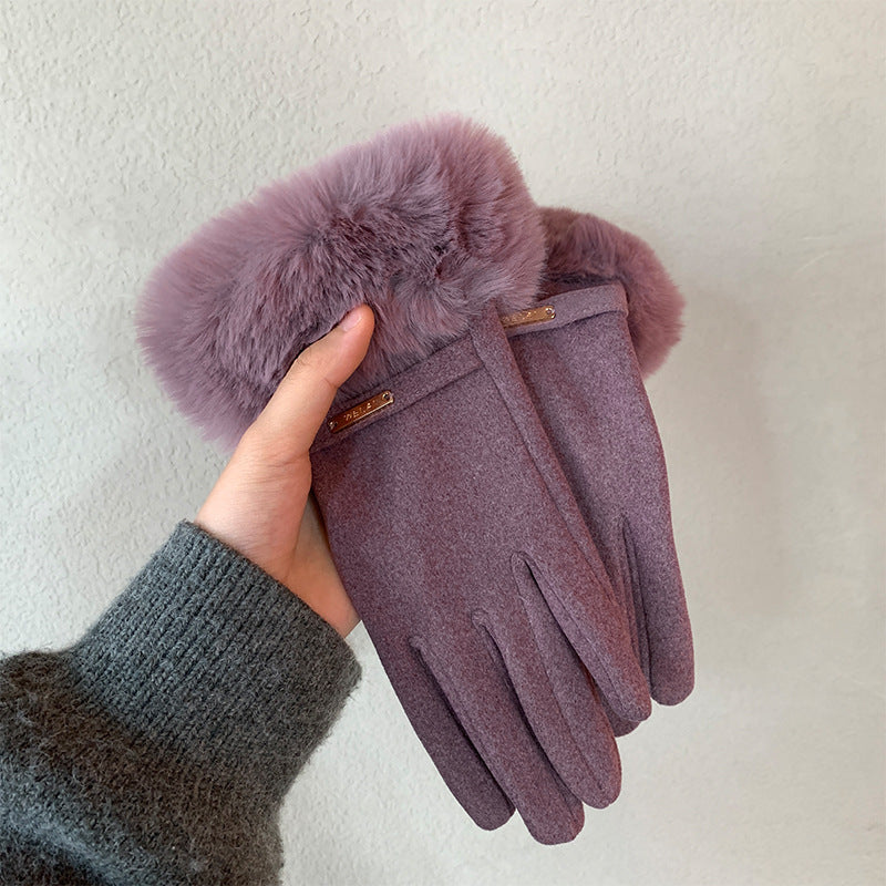 Women's Touch Screen Warm Furry Winter Fleece-lined Gloves