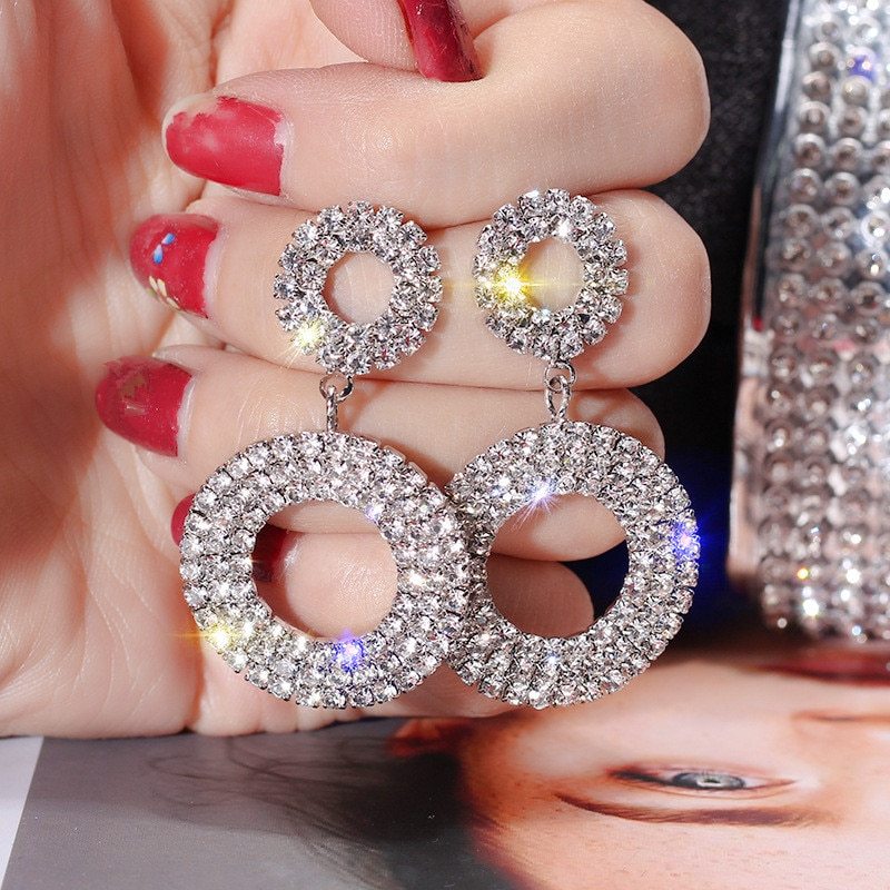 Double Hoop Rhinestone Earrings