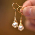 Normcore Simple Hollow Pearl Earrings Gold Alloy 1 pair Bazaare Mart Pearl Dangle Earrings