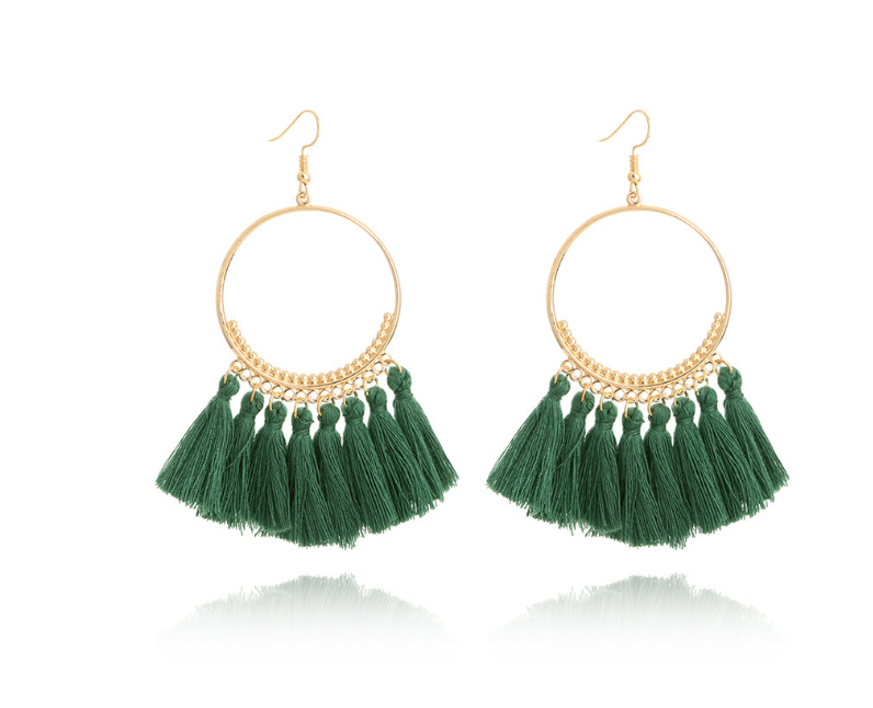 Big Round Fringe Drop Earrings