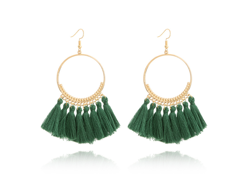 Big Round Fringe Drop Earrings - Bazaare Mart