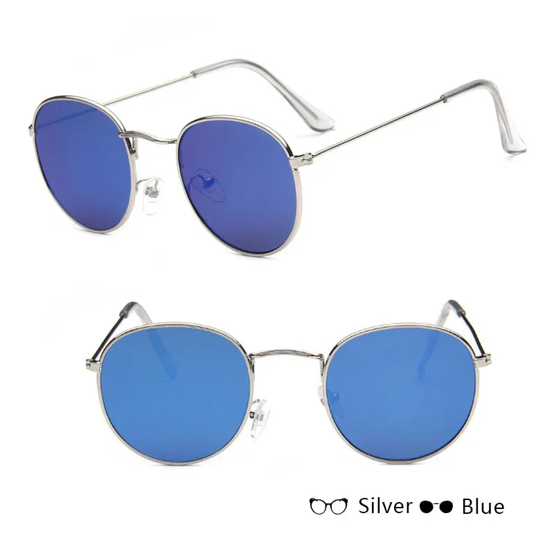 Women Retro Sunglasses Silver + Blue Bazaare Mart Sunglasses