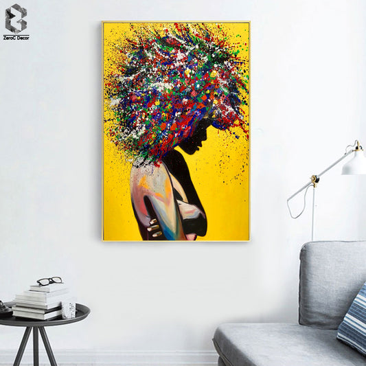 Woman of Color Portrait Canvas Oil Print Wall Poster