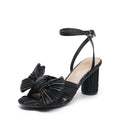 Bow Chunky Heels Dress Sandals Black Bazaare Mart Bow Chunky Heels Dress Sandals