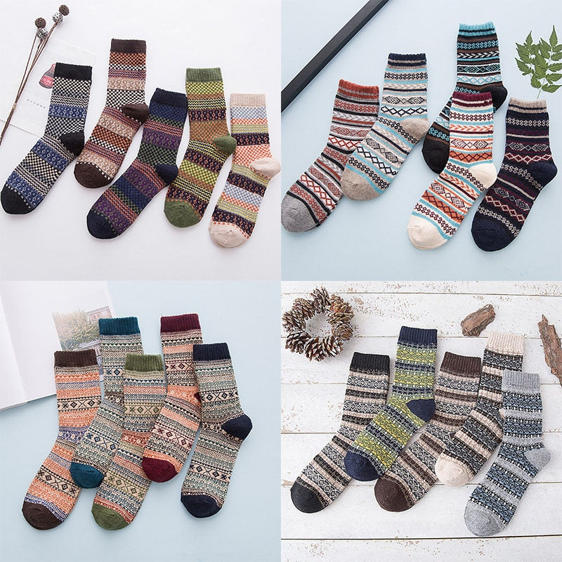 Striped Winter Wool Socks